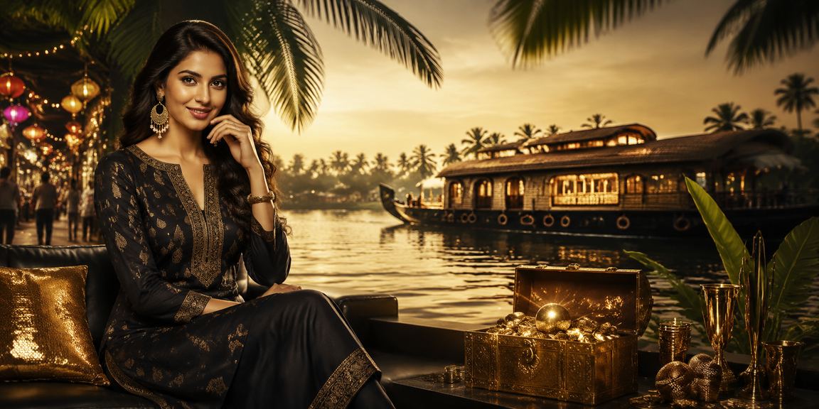 Teen Patti game in Kerala backwaters setting